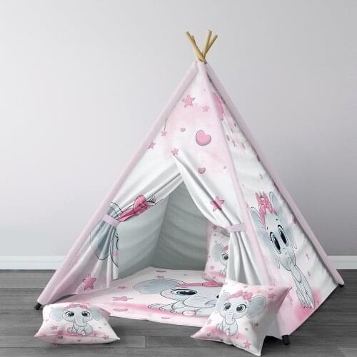 Play Tent for Kids Wigwam Portable Indoor Playground Tents Children Bedrooms Pink Elephant Cloud Model 211