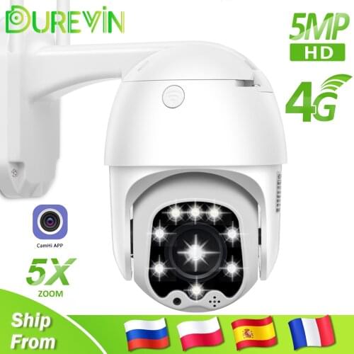 5MP 4G IP Camera Wifi Outdoor Security PTZ CCTV Camera 5X Optical Zoom 1080P HD Wireless Surveillance Camera H.265 Camhi