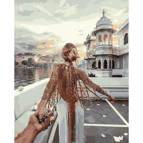 Painting By Numbers DIY Dropshipping 40x50 60x75cm Longing For The Rooftop Figure Canvas Wedding Decoration Art picture Gift