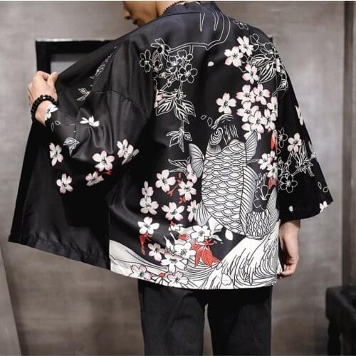 Traditional Japanese Kimonos Cardigan Men Haori Thin Loose Summer Japanese Kimono Yukata Asian Clothes New Mens Kimono 10806