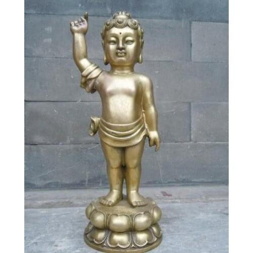 11" Chinese copper brass Buddhism babe Sakyamuni buddha Sculpture Statue