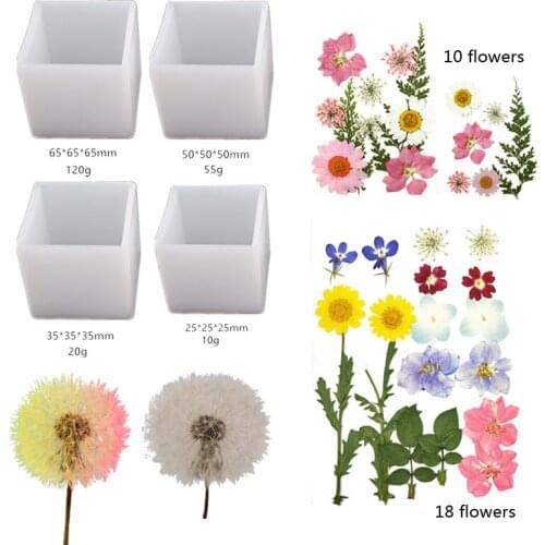 DIY Composite Materials Resin Frop Rubber Cube Silica Gel Mold Two-color Dandelion Flower Decoration Art Fesign Handmade Carfts