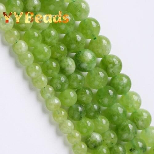Green Peridot Round Stone Beads Smooth Loose Spacer Beads For Jewelry DIY Making Bracelet Earrings Accessories 15'' 6 8 10mm