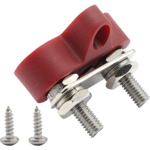 Boat DC48V Heavy Duty Double Terminal Studs M6 (1/4'') Power Distribution Block (Red)
