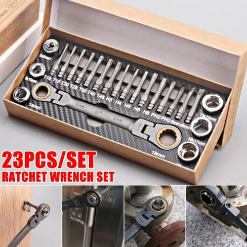 Multifunction Ratcheting Socket Wrench Set Metric with Adapter Socket Screwdriver