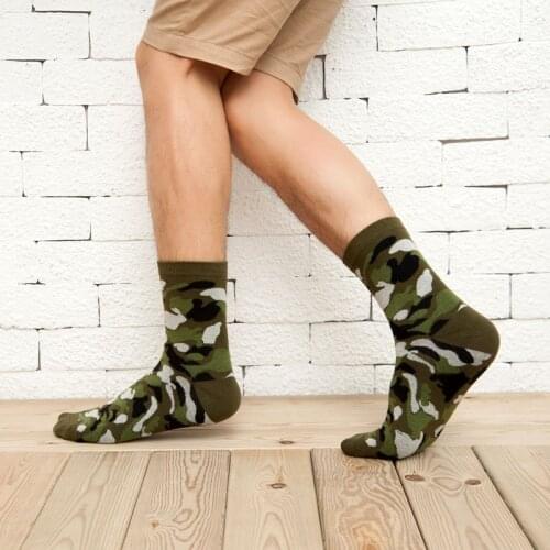 Mens Socks Camouflage Long Crew Hip Hop Funny Socks Comfortable Breathable Casual Winter Warm Cotton Socks Business Funny Sock
