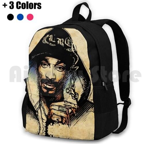 Outdoor Hiking Backpack Waterproof Camping Travel Artist Black Dogg Gangster Hip Hop Ink Music Portrait Rap Singer Sketch