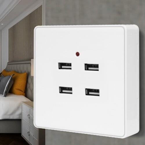 Bcsongben 2/4 Ports USB Mounting Wall Socket Charger Power Adapter Plug Outlet Grounded Electric Wall Charger Adapter Charging