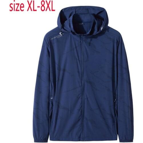 New Arrival Fashion Super Large Spring And Summer Men Hooded Sunscreen Clothes Casual Stand Plus Size XL2XL3XL4XL5XL6XL7XL8XL