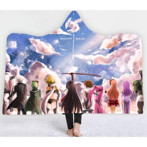Anime Akame Ga KILL 3D Printing Throw Hooded Blanket Wearable Warm Fleece Bedding Office Quilts Soft Adults Travel