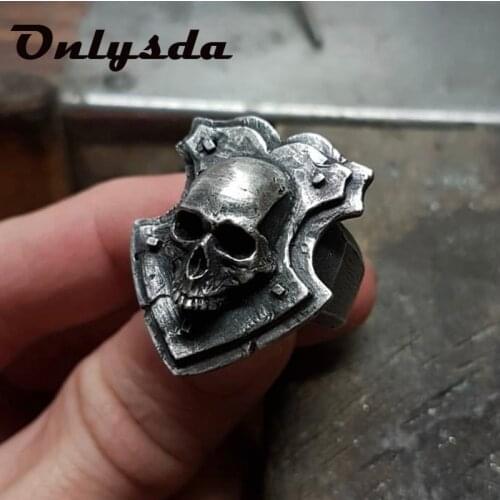 Us Size Mens Calvarium Skull Ring Gothic Style 316L Stainless Steel Biker Ring Motorcycle Band jewellery Boyfriend Gift OSR814