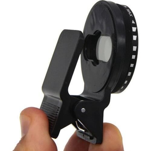 Adjustable 37mm Neutral Density Clip-on ND2-ND400 Phone Camera ND Filter Lens for Android Ios Mobile Phone For iPhone Huawei