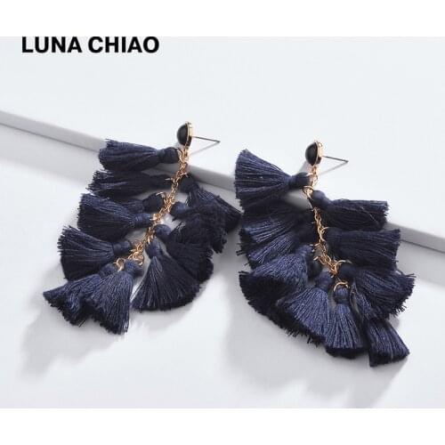 LUNA CHIAO Fashion Jewelry Stacked Multiple Mini Tassels Drop Earrings for Women