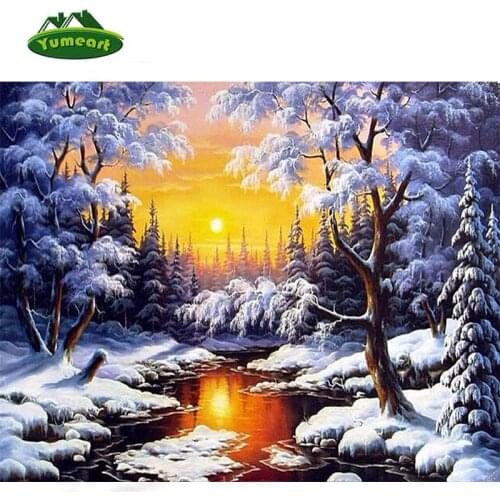 2016 Winter Scenery River Sun Snow Trees 5d Diy Full Diamond Embroidery Painting Rhinestones Mosaic Handicraft Diamond Painting