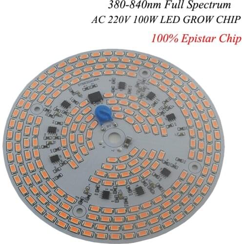 Hydroponice AC 220V 100w Led Grow Chip driverless integrated Driver diy 100w led full spectrum 380-840nm led light
