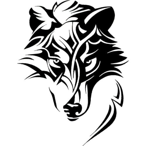 JuYouHui Exterior Accessories Decal Creative Abstract Wolf Ornament Head Car Sticker Laptop Waterproof KK Decals Graphic