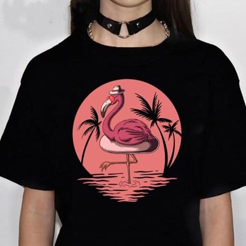 Plus size T Shirt Flamingo Vacation Print Women Short Sleeve O Neck Loose Tshirt Summer Women TShirt Tops Camisetas Mujer tshirt