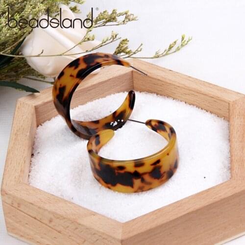 Beadsland Acetic Acrylic Hoop Earrings Fashion Classic Circular Design Women Girls Dancing Party Christmas Gift 39063