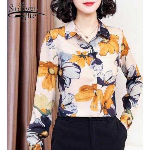 Blusas mujer de moda 2021 OL chiffon blouse women button Floral Square Collar plus size tops 3XL ladies tops korean tops 8111 50