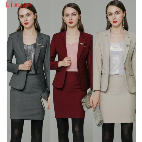 Women blazer and skirt set suit professional clothes for women 2peice skirt and blazer for women formal skirt suits for women
