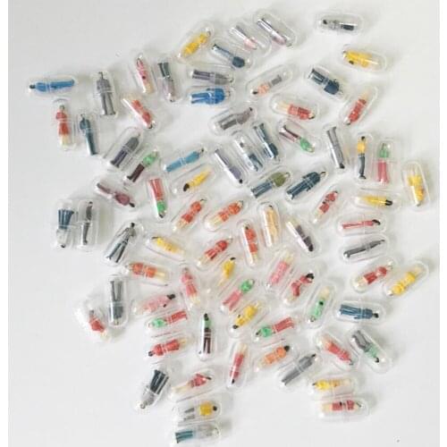 100pcs Transparent Capsule Villain Person Pill Container Capsule Figurines