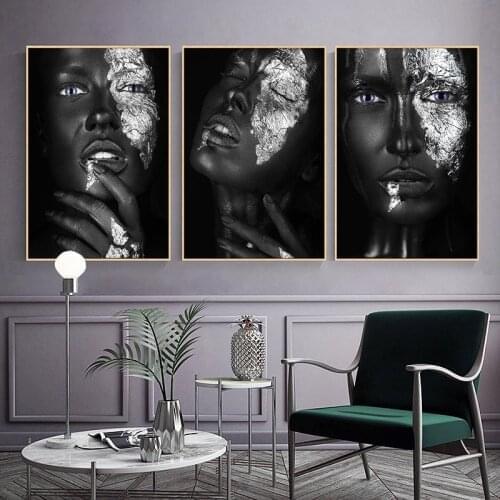 130x160Scm liver Sexy Black Dark Skinned Woman Portrait Canvas Painting Posters and Prints Wall Art Picture for living Room