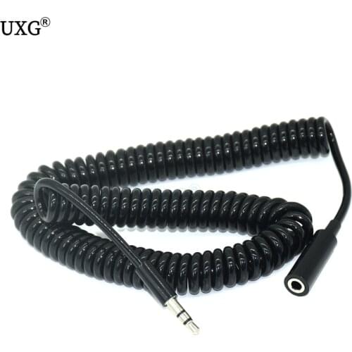 3.5mm Female to Male F/M Headphone Stereo Audio Extension Spring Coiled Cable 60cm 250cm
