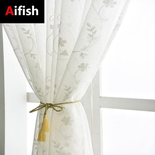 European Embroidered Voile Curtains Bedroom Sheer Decoration For Living Room Tulle Window Curtains/Panels Window Screening 25