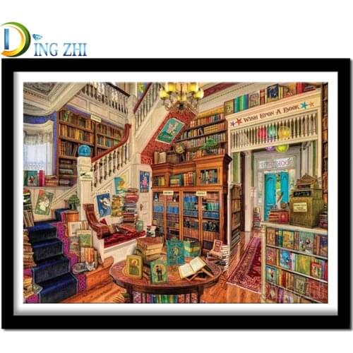 American Style Mural 5D DIY Diamond Painting Library Full Drill Square Round Handicraft Diamond Embroidery Books Cross Stitch