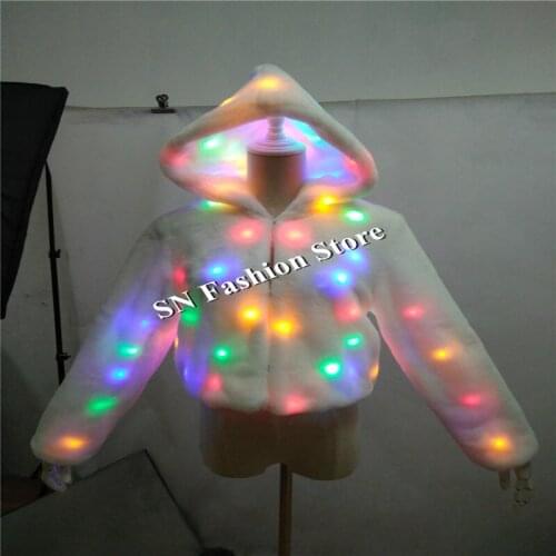 BC04 White body christmas clothes led light costumes singer dj wears colorful suit led coat robot ballroom dancer stage dresses