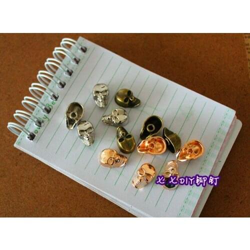 Free shipping -50 Sets Mixed Silver and gold Tone Plated Skull Head Rivets Spike Studs Spots