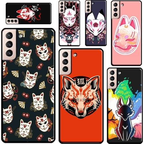 Japanese Kitsune Fox Mask Phone Case For Samsung Galaxy S20 FE S21 Ultra Note 20 Note 9 10 S8 S9 S10 Plus Back Cover
