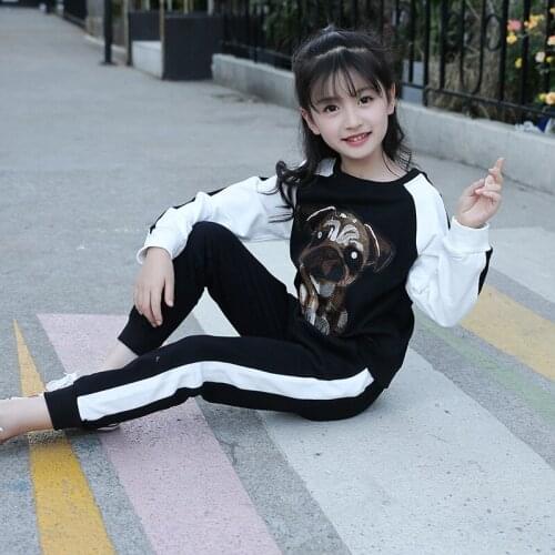 Childrens Clothing Girl 2018 New Autumn Suit Childrens Cotton Long Sleeve Sports T - Shirt Pants Leisure Girls Sets