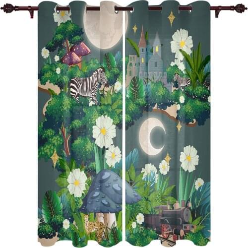 Jungle Tropical Plant Modern Curtains for Living Room Luxury Window Treatments Bedroom Kitchen Curtains Drapes