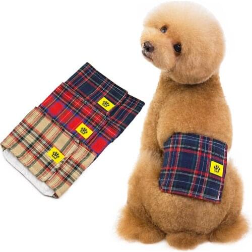 Male dog physiological pants underwear shorts diaper sanitary pants anti-harassment pants checkered samll pet dog polite belt