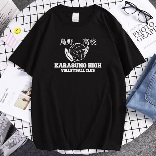 Haikyuu Karasuno High School Prints T shirt Male Cartoon Manga Tshirt Crewneck Vogue Short Sleeve Fashion Vintage mans T-shirt
