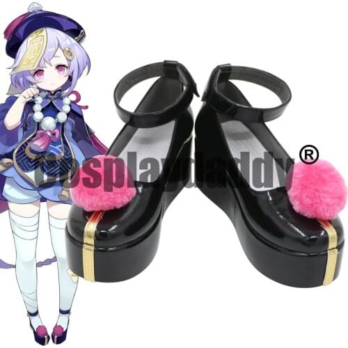 Genshin Impact Liyue Bubu Pharmacy Icy Resurrection Qiqi Ankle Strap Platform Pom-pom Shoes C006