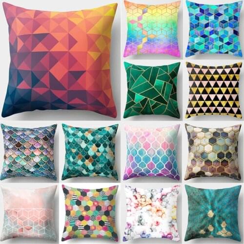 Colorful Geometric Sofa Decorative Cushion Cover Pillow Pillowcase Polyester 45*45 Pillowcover Cojines Decorativos Para Sofa