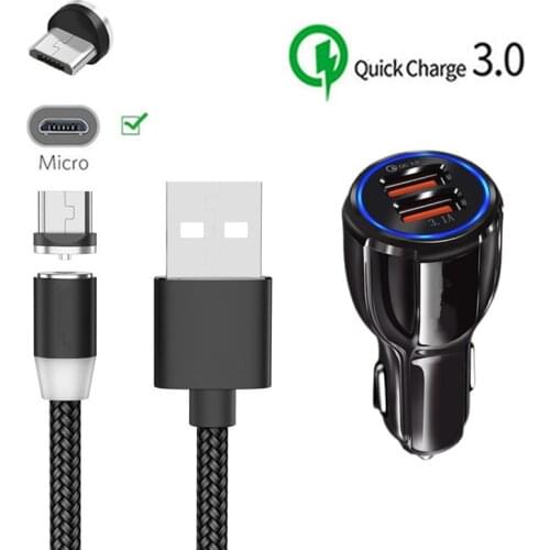 Magnetic Micro USB Cable For Samsung galaxy A10 S7 Edge J6 J5 J3 Huawei Y9 2019 Honor 8X P Smart phone QC 3.0 Fast Car charger
