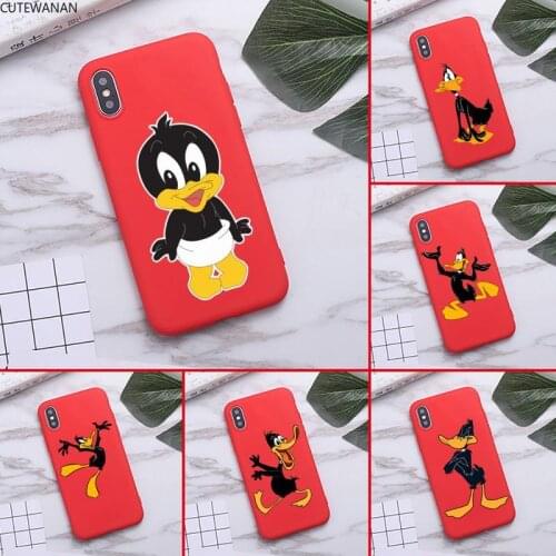 Lovely Daffy Duck Phone Case For iPhone XS MAX 11 Pro X XR 7 8 6 Plus Candy Color red Soft Silicone Cover