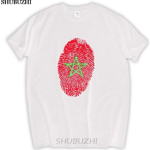 Fashion Short Sleeve Organic Cotton Morocco Flag Fingerprint Summer T Shirt Men T Shirt Cotton