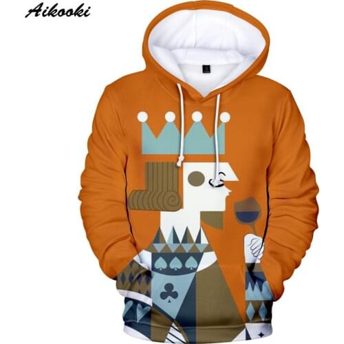 Fashion KING QUEEN hoodies men/women Sweatshirts Hoody 3D Design Playing Cards Poker Hooded Boy/Girls Polluvers Autumn Clothes