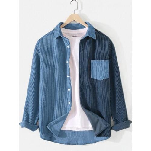 Autumn and Winter Casual Mens jacket Fashion Contrast Corduroy Loose Personality mens clothing 2020