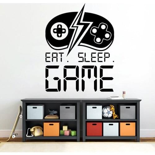 Eat Sleep Game decal gamer wall sticker controller sticker boy decor video game gift game room decor customized for kids A11-030