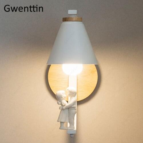 Nordic Wall Lamps Home Decor for Reading Hug Lover Wall Sconces Bedroom Bed Led Mirror Light Fixtures Loft Industrial Luminarias