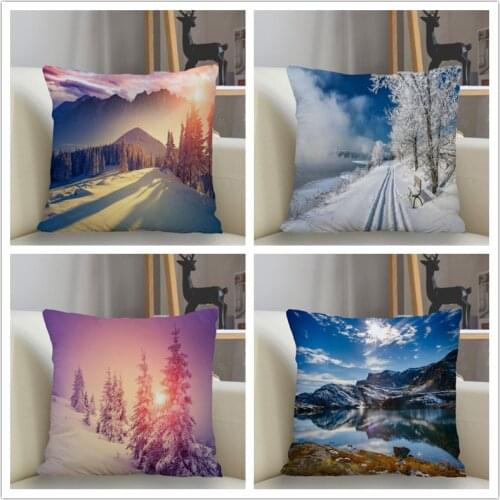 Musife Snow scene Pillowcase Custom Square Pillow Cover Case Zipper Pillowcase 35*35,40*40,45*45cm Drop Shipping