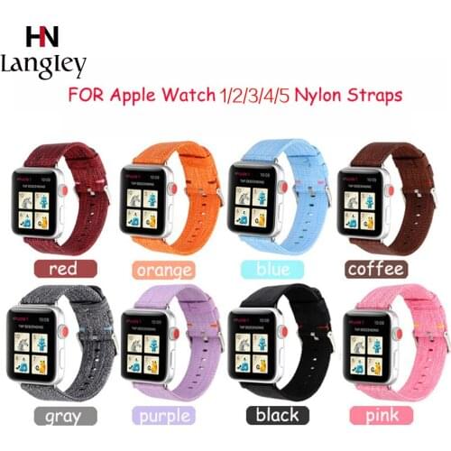 Nylon Canvas Watchbands For Apple watch 1/2/3/4/5 Comfortable 38 40mm iwatch Straps Watches Accessories 8 Colors 42 44 mm Straps