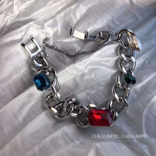 2021 New Korea Fashion Retro Style Rhinestone Bracelet Hip-hop Style Bracelet for Woman Fashion Bracelets Jewelry Wholesale