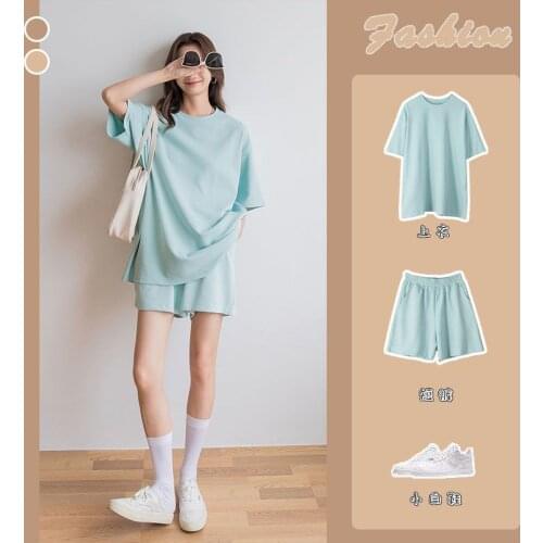 2021 Spring Summer New Womens Suits Casual Sports Suits Short-sleeved Fried Street T-shirt Loose Thin Wild Shorts Two Piece Sets