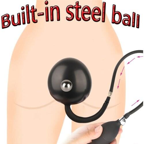New Built-in Steel Ball Inflatable Tail Anal Plug Butt Plug Vaginal Anal Dilator Large Pump Dildo Gay Sex Toys For Women And Men